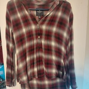 American Eagle Outfitters Red Plaid Button Down Shirt